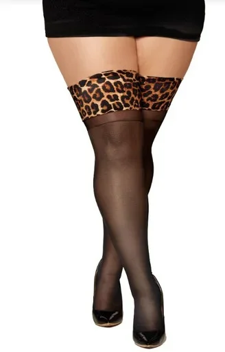 Leopard Top Thigh High Dmnd-O/S Queen