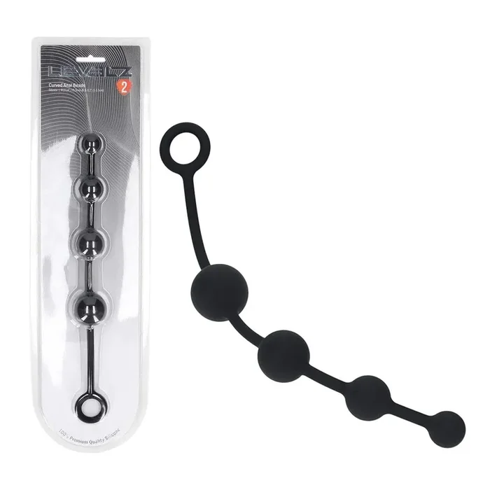 LEVELZ Curved Silicone Anal Beads – Black – Black 29.5 cm Anal Beads