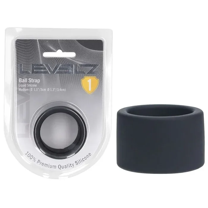 LEVELZ Liquid Silicone Ball Strap – M – Black – Black Ball Strap