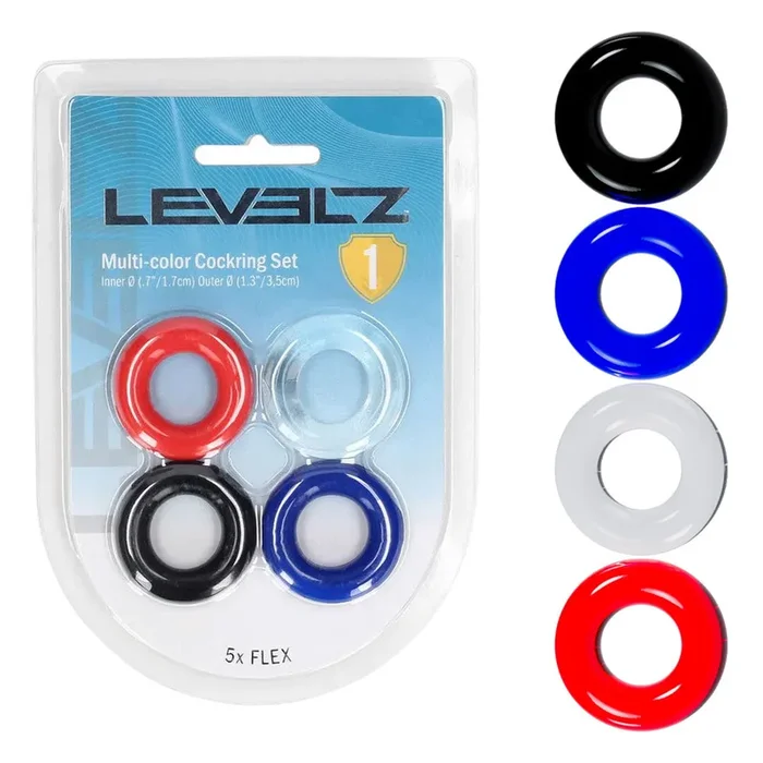 LEVELZ Multicolour Cock Ring Set – 4 Pack – Coloured Cock Rings – 4 Pack