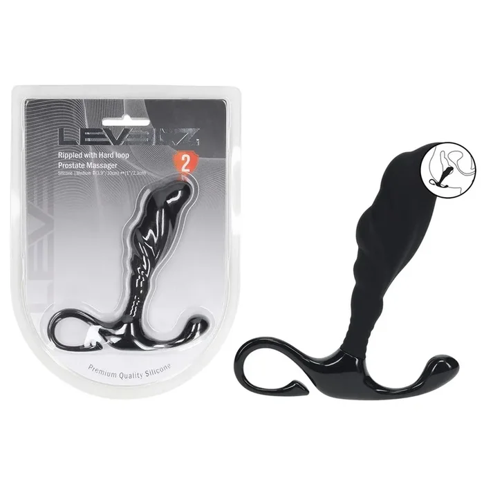 LEVELZ Rippled with Hard Loop Prostate Massager – Medium – Black Medium Prostate Massager