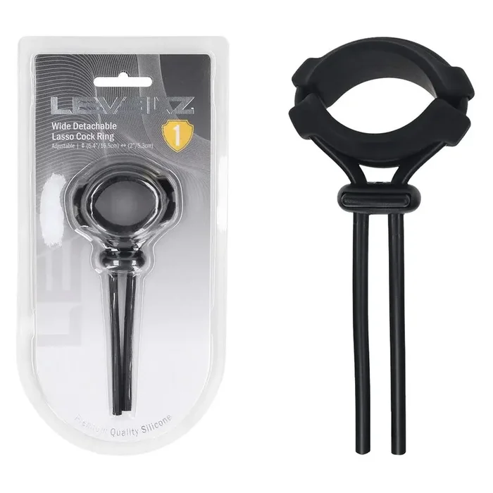 LEVELZ Wide Detachable Lasso Cock Ring – Black – Black Adjustable Cock Ring