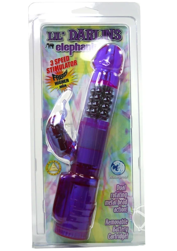 Lil Darlins Elephant Clitoral Stimulator Dual Rotating Rabbit Vibrator
