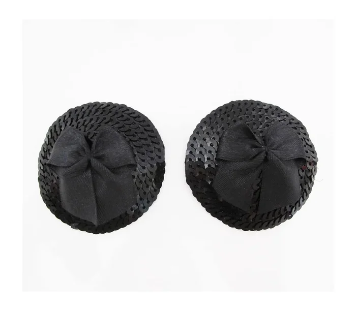 Love In Leather Round Sequin Nipple Pasties With Satin Bow – MULTIPLE COLOURS