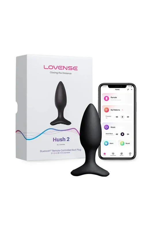 Lovense – Hush 2 Bluetooth Vibrating Butt Plug – Black – Various Sizes