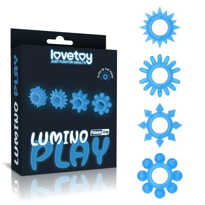 Lumino Play Penis Rings 4 Pieces – Blue