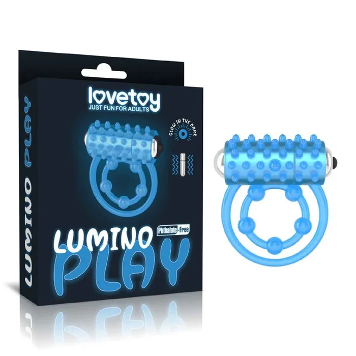 Lumino Play Vibrating Penis & Balls Ring – Blue