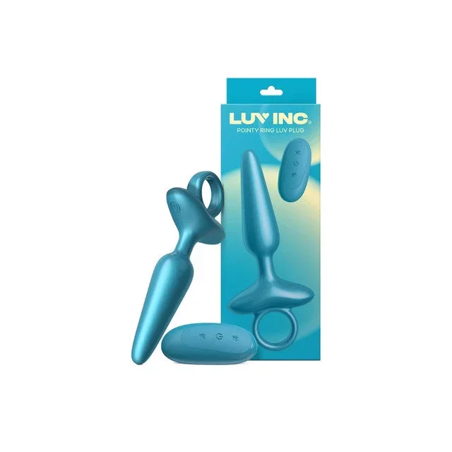 Luv Inc Tapered Swirl Ring Luv Vibrating Plug w Remote – Metallic Blue