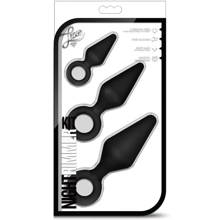 Luxe Night Rimmer Platinum-Cured Silicone Anal Kit – Black