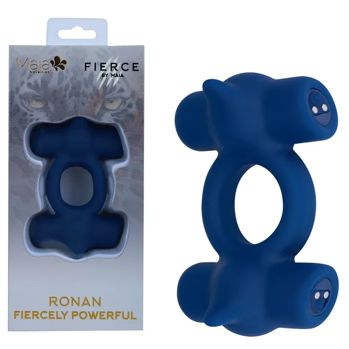 Maia RONAN – Blue – Blue USB Rechargeable Dual Vibrating Cock Ring