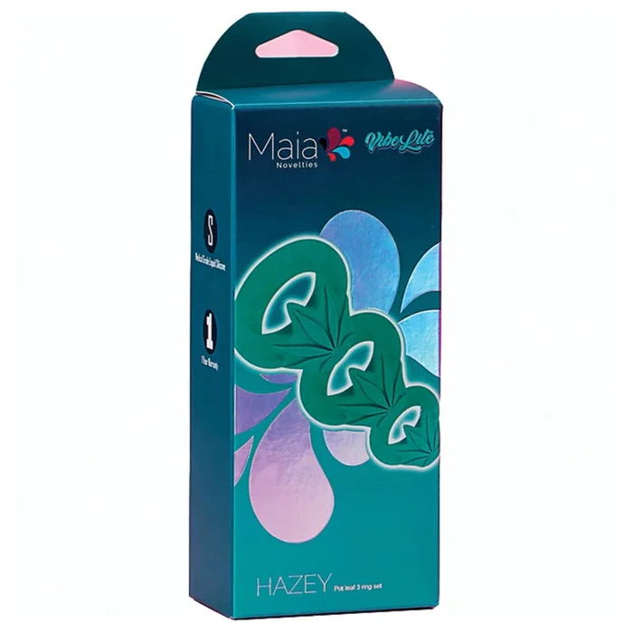 Maia VIBELITE HAZEY Hemp Leaf 3 Piece Liquid Silicone Cock Ring Set