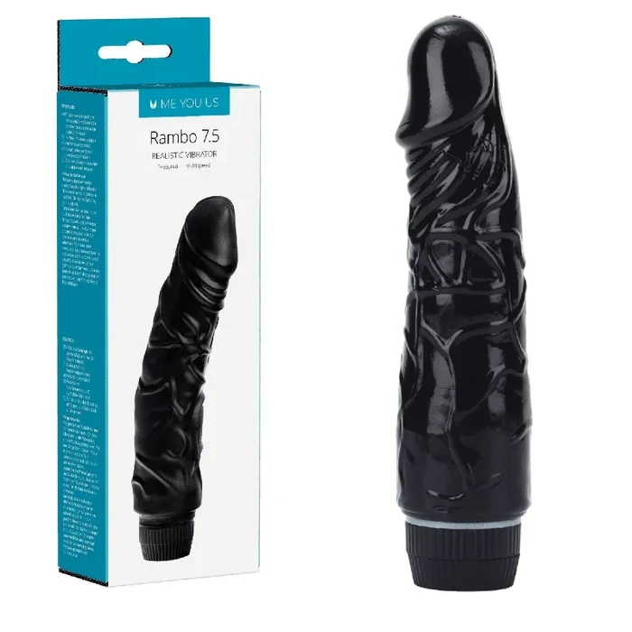 Me You Us Rambo 7.5-inch Curved Shaft Realistic Veined G-spot Vibrator – Black