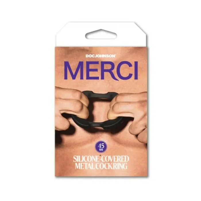 Merci Silicone Covered Metal Cock Ring 45mm Black