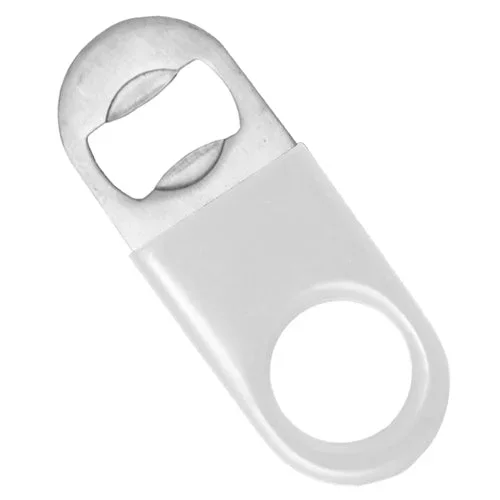 Mini Bottle Opener / Bar Key – White Vinyl Rubber Grip