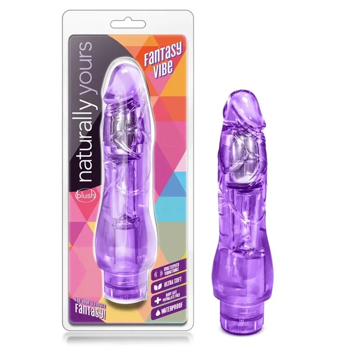 Naturally Yours Fantasy Vibe Realistic 8.5 in. Vibrating Dildo Purple