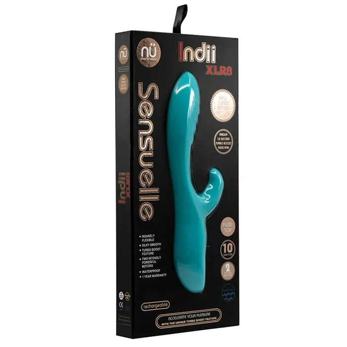 Nu Sensuelle Indii XLR8 Dual Stim Rabbit with Turbo Boost – Electric Blue