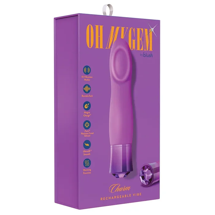 Oh My Gem Charm 5.5 Inch Warming G-Spot Vibrator in Amethyst – Made with Smooth UltraSilk Puria Silicone