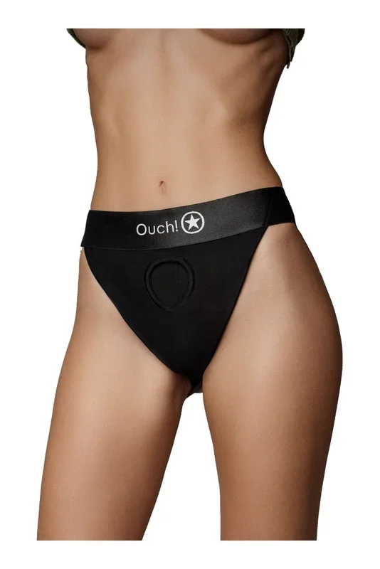 Ouch by Shots Toys – Vibrating Strap-on Panty Harness with Open Back – Various Colors & Sizes