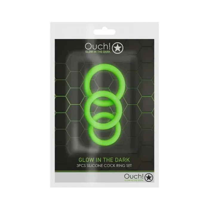 Ouch Cock Ring Set 3pc Gitd