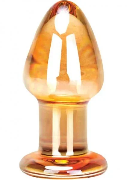 Over Easy Glass Butt Plug Temperature Play Glas 3.5 In. Orange