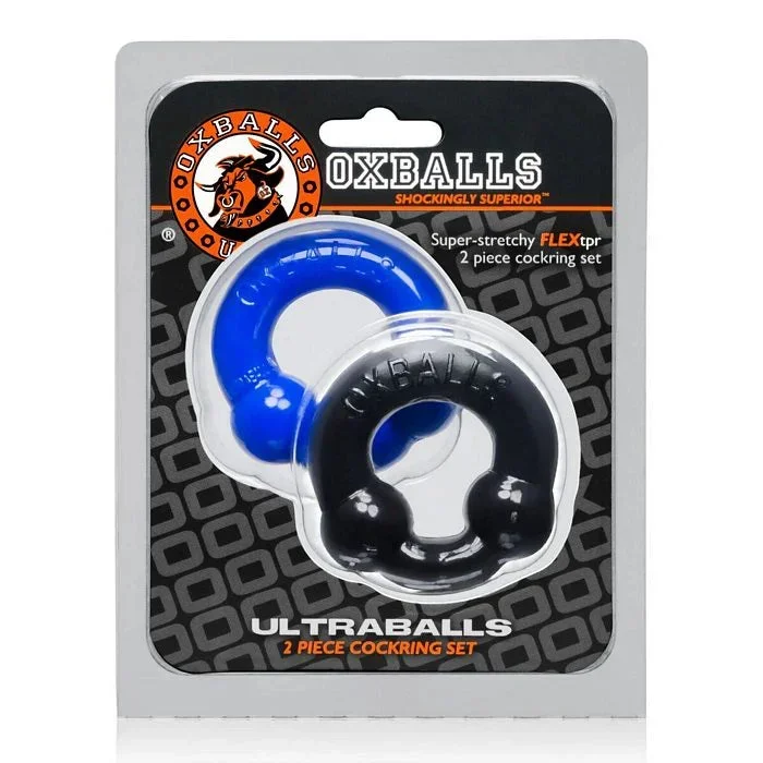 Oxballs Ultraballs Cock Rings – Black/Police Blue Pack of 2