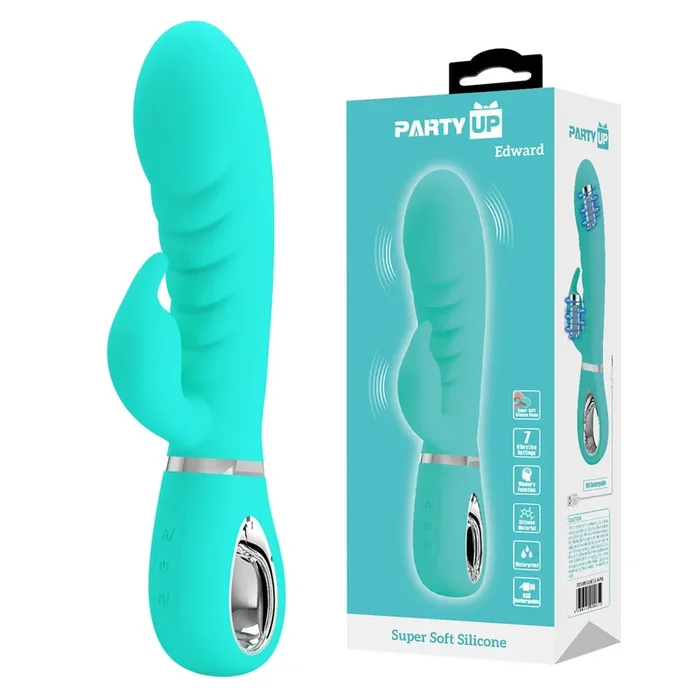 Party Up EDWARD Rabbit Vibe – Teal – Teal 20 cm USB Rechargeable Rabbit Vibrator