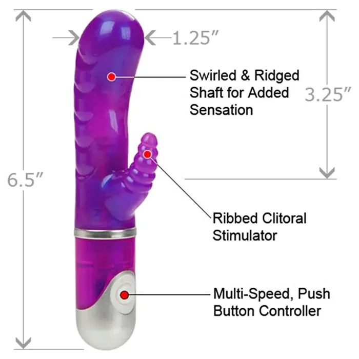 PEARL PASSION PLEASE 2 SPEED Rabbit Vibrator WATERPROOF 4.25 INCH PURPLE