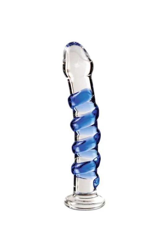 Pipedream – Icicles – No. 5 – Textured Curved Glass Dildo – Clear/Blue