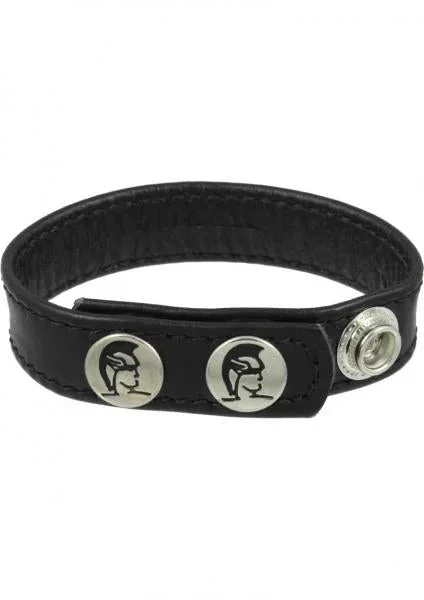 Plain Joe Sewn Leather Cock Ring with Snaps Black