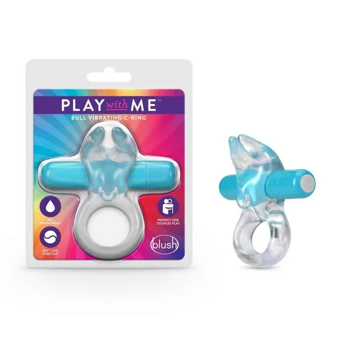 Play With Me Bull Vibrating C-Ring – Clear/Blue