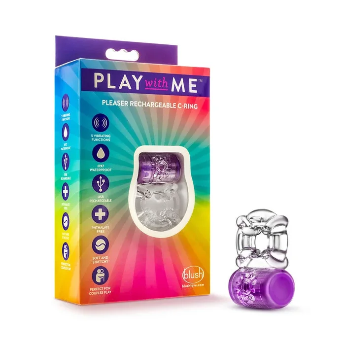 Play With Me Pleaser Rechargeable C-Ring – Purple – Purple USB Rechargeable Cock Ring