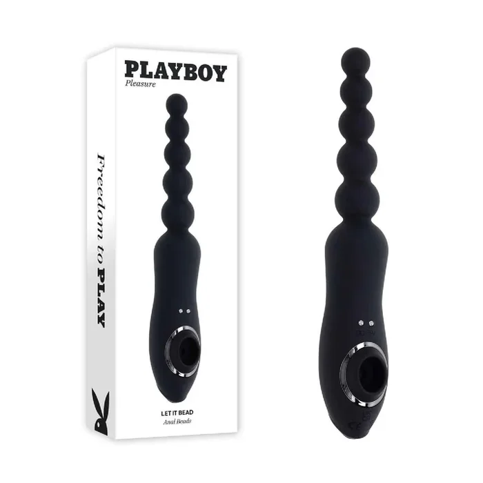Playboy Pleasure LET IT BEAD Anal Wand & Suction Stimulator – Black