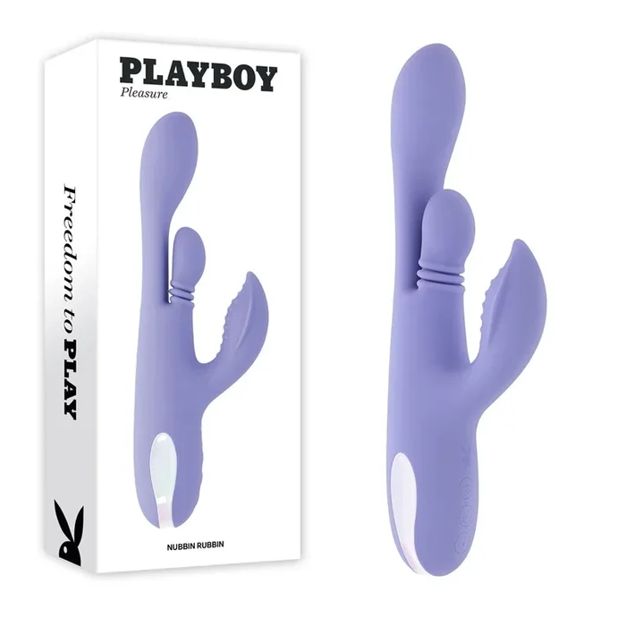 Playboy Pleasure NUBBIN RUBBIN – 24.1 cm USB Rechargeable Thrusting Rabbit Vibrator