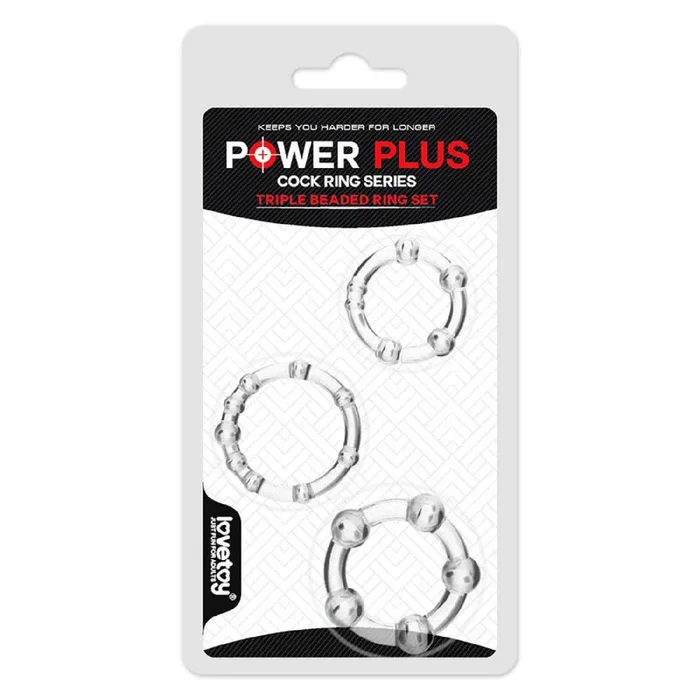 Power Plus Triple Beaded Ring Set – clear