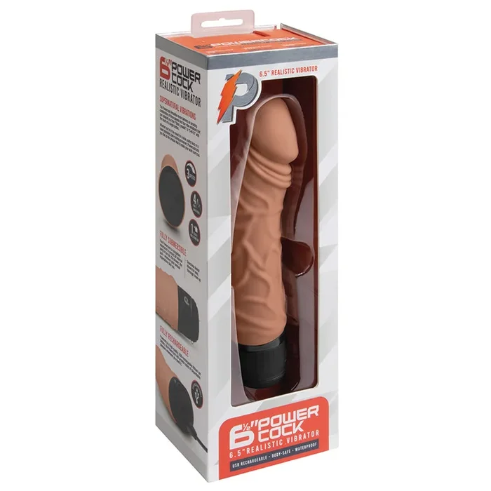Powercocks 6.5″ Realistic Vibrator – Mocha