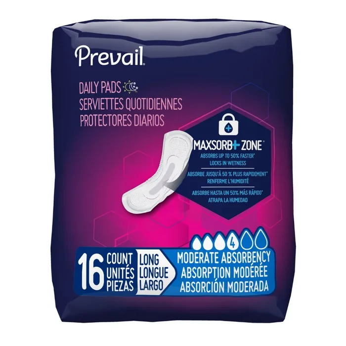 Prevail Moderate Absorbency Bladder Control Pads – Long