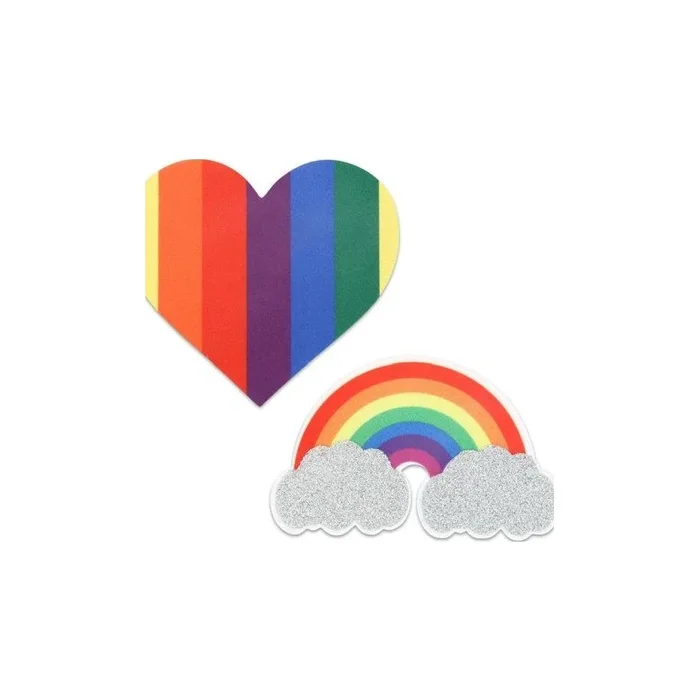 Pride Glitter Rainbows and Hearts Pasties – Rainbow/Glitter