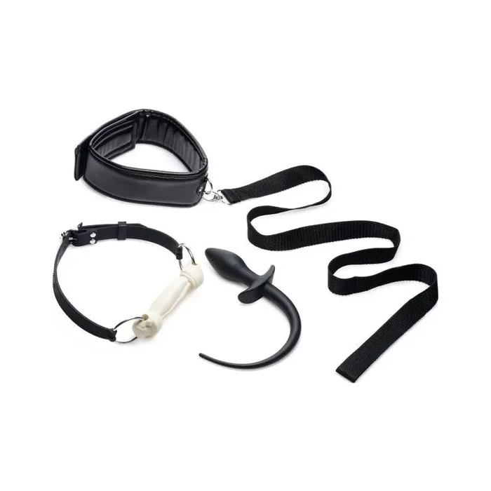 Puppy Play Dress Up Set incl. Gag, Plug, & Collar – Black