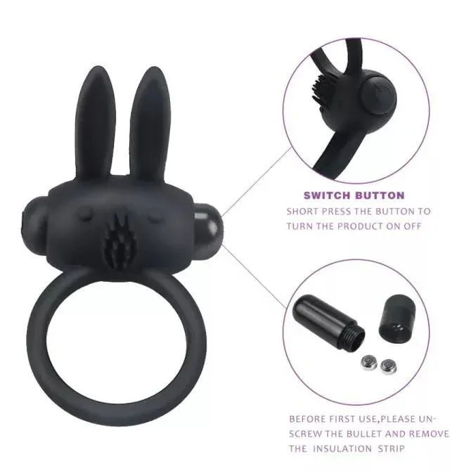 Rabbit Silicone Vibrating Cock Ring for Male and Couples
