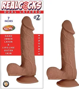 Real Cocks Dual Layered #2 Brown Realistic Dildo