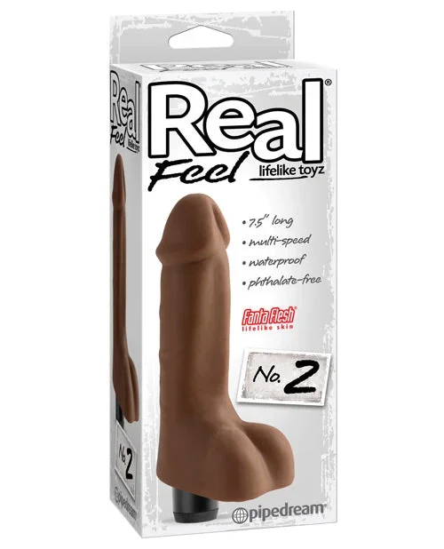 Real Feel No.2 Long 8″ Vibe Waterproof -Mutli-speed Brown