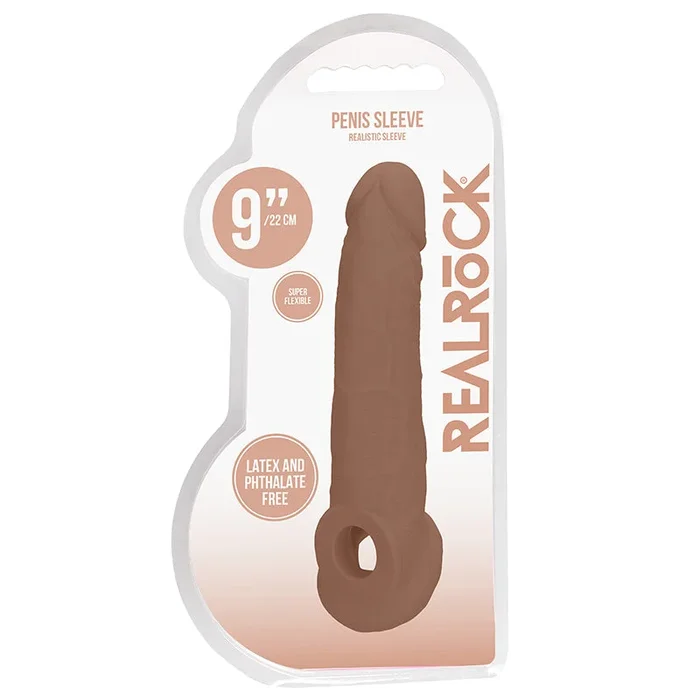RealRock Realistic 9 in. Penis Sleeve Extender Sling Tan