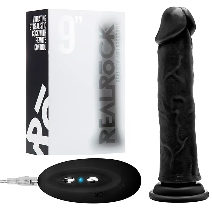 RealRock Vibrating Realistic Cock – 8in – Black