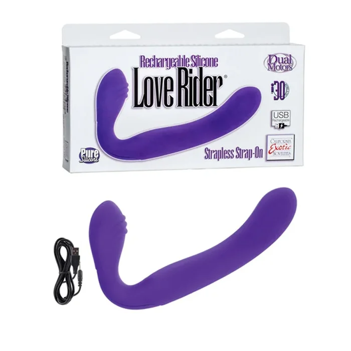 Rechargeable Silicone Love Rider Strapless Strap-On – Purple
