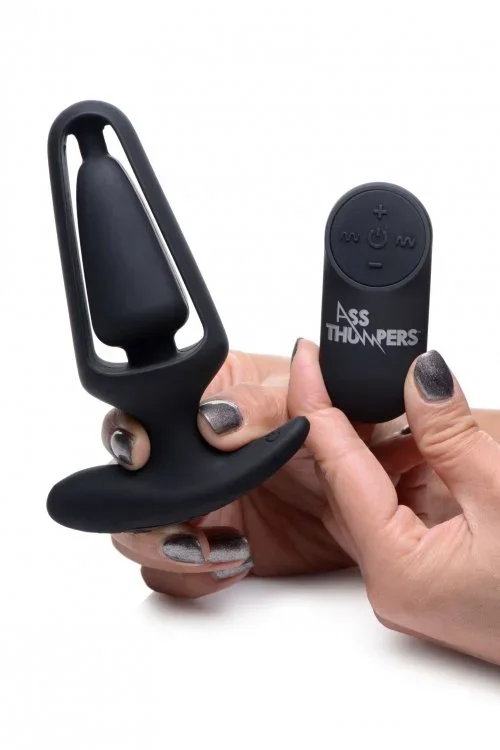 Rechargeable Silicone Vibrating Hollow Butt Plug with Remote Control