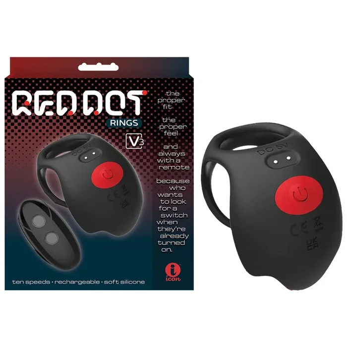 Red Dot Rings – V3 – USB Rechargeable Vibrating Cock & Ball Ring with Remote