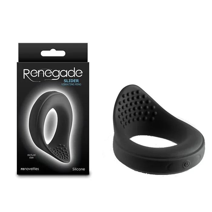 Renegade Slider – Black – Black USB Rechargeable Vibrating Cock Ring