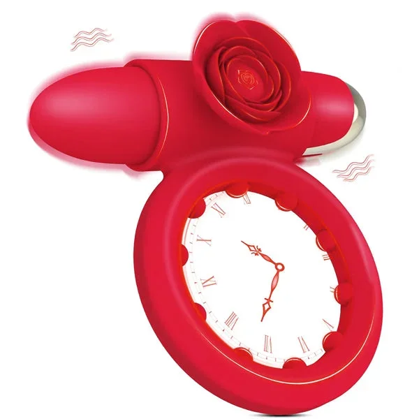 Rose Shaped Vibrating Cock Ring with Bullet Vibrator