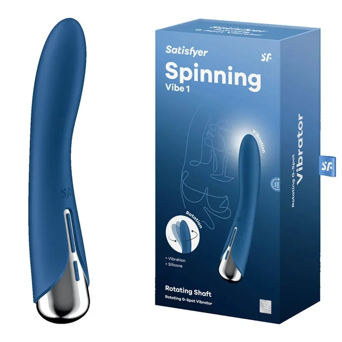 Satisfyer Spinning Vibe 1 – Blue – Blue 17.8 cm USB Rechargeable Rotating Vibrator