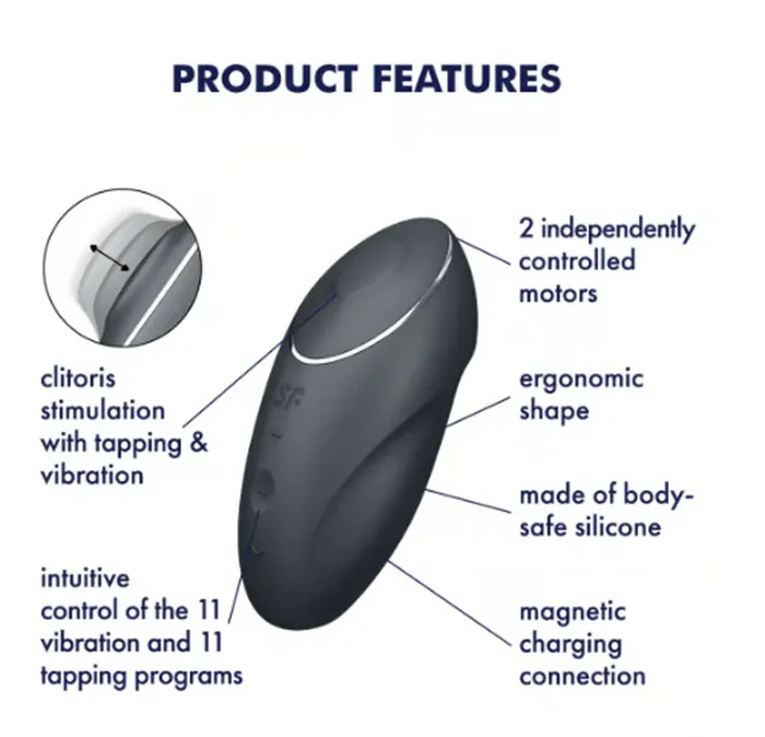 Satisfyer Tap and Climax 1 Vibrator – Grey